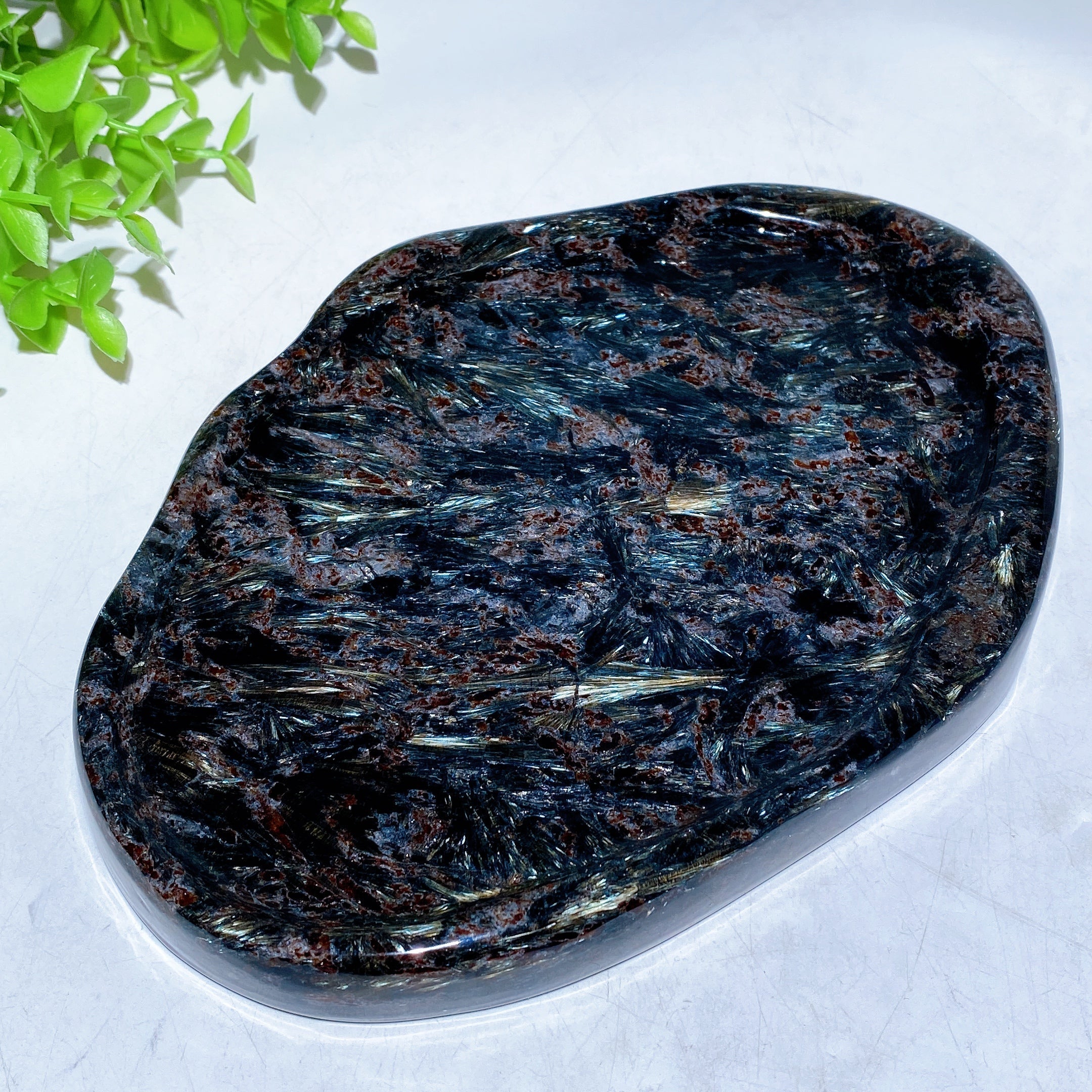 Polished Astrophyllite Crystal Plate Carving – Round, Square & Fan