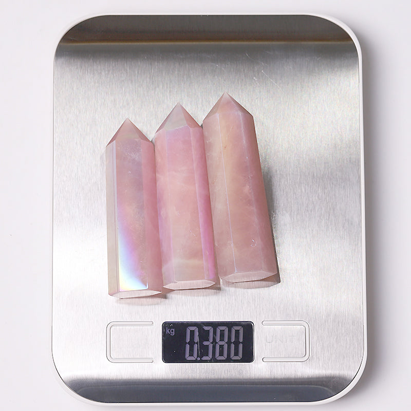 Polished Aura Rose Quartz Crystal Points 2.4-4.5 Inches
