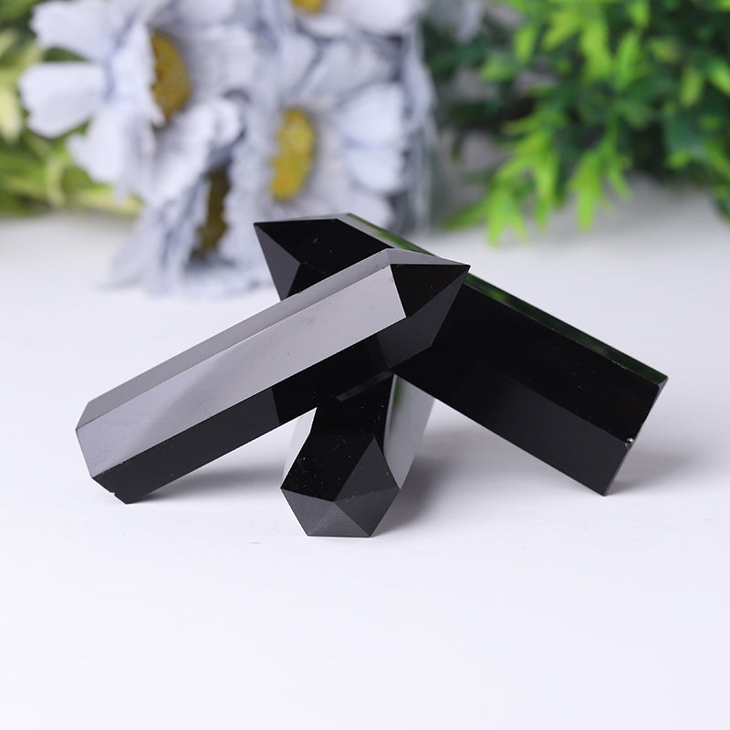 Polished Black Obsidian Crystal Tower 2.4-4.5 inch Healing Point