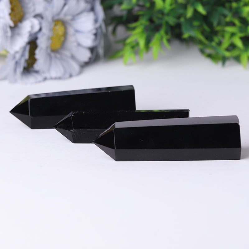 Polished Black Obsidian Crystal Tower 2.4-4.5 inch Healing Point