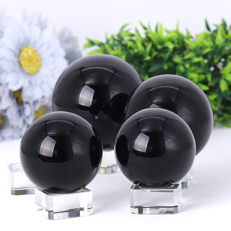 Polished Black Obsidian Sphere 2-4 inch Healing Stone