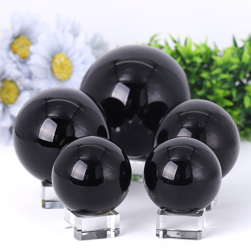 Polished Black Obsidian Sphere 2-4 inch Healing Stone