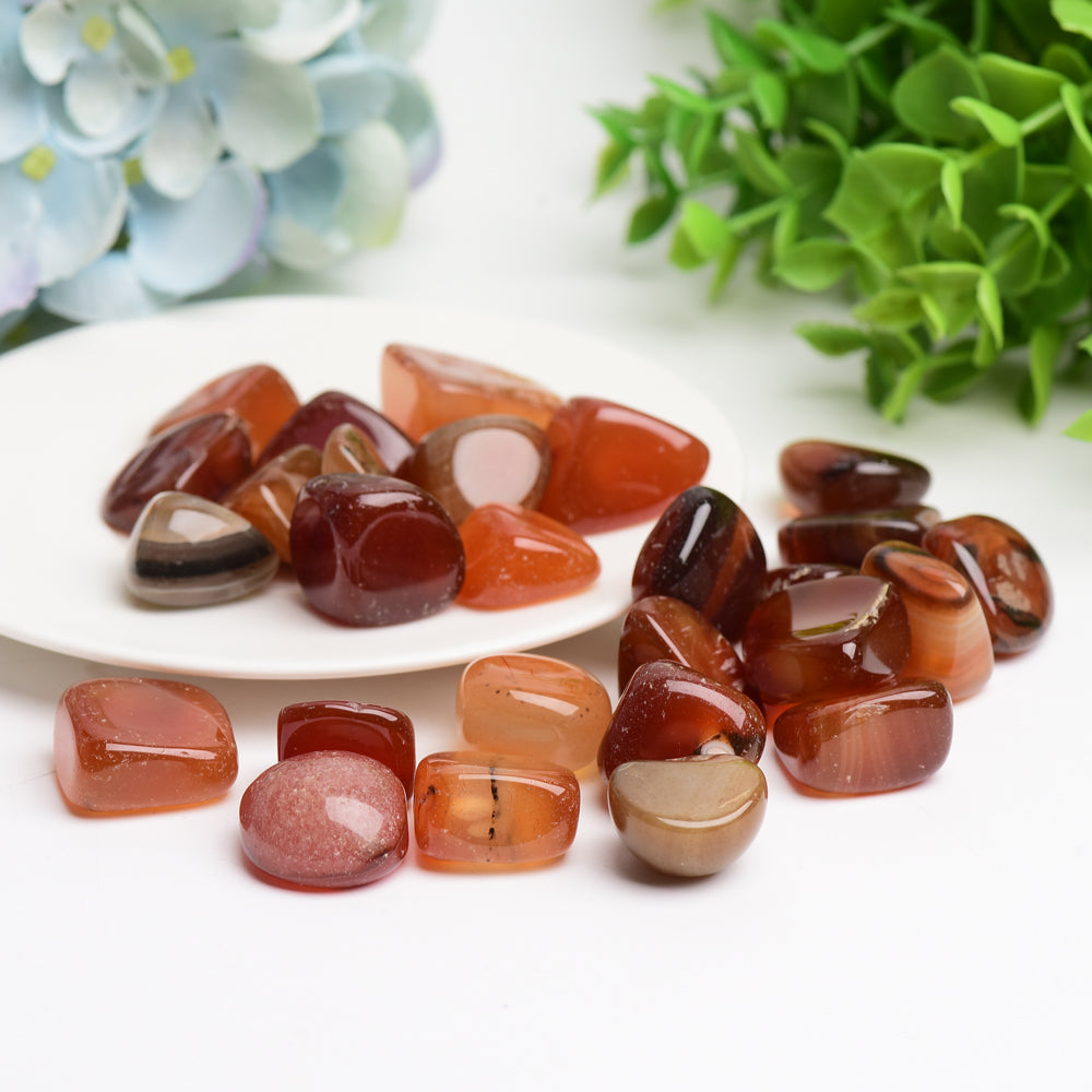 Polished Carnelian Tumbled Stones Around 2cm for Healing Energy