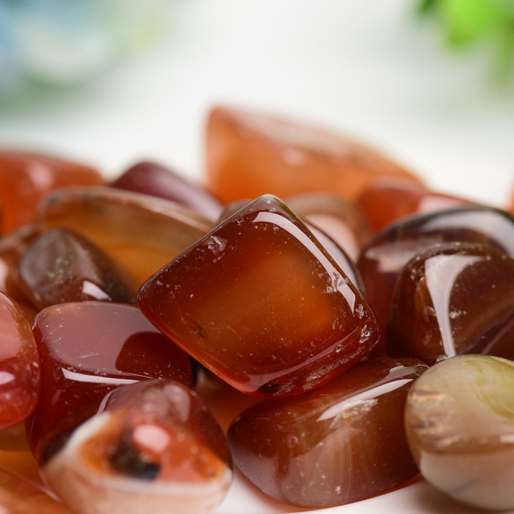 Polished Carnelian Tumbled Stones Around 2cm for Healing Energy