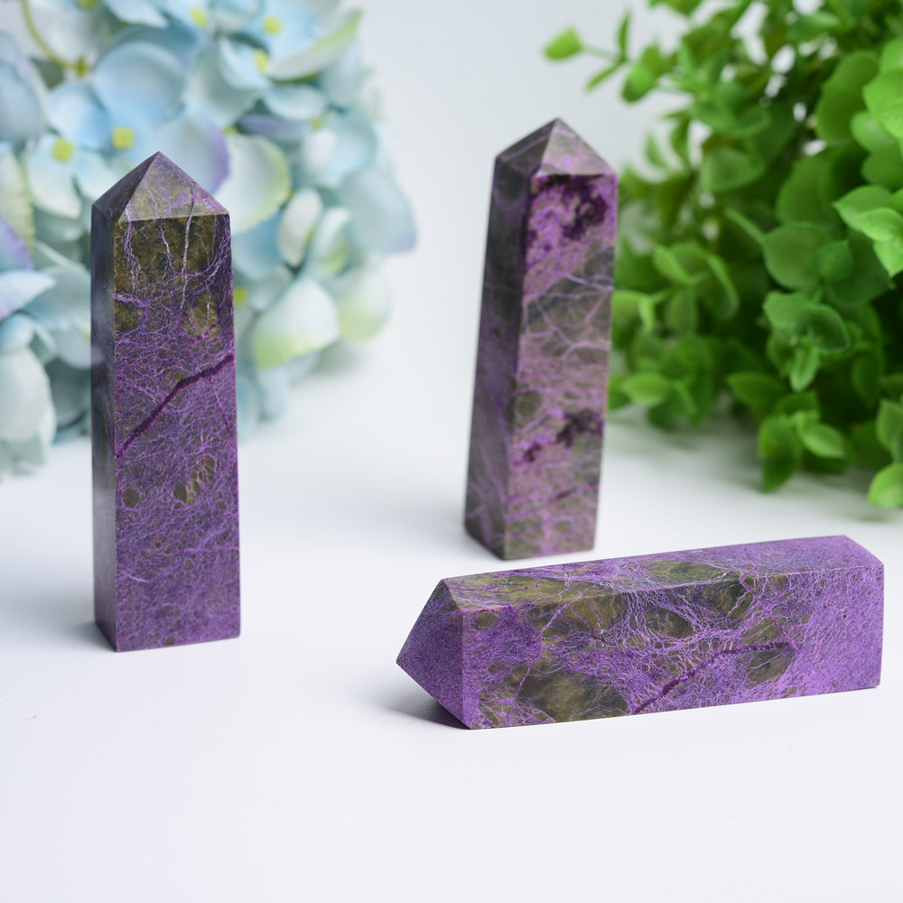 Polished Charoite Crystal Tower 2.5-4 in Healing Decor