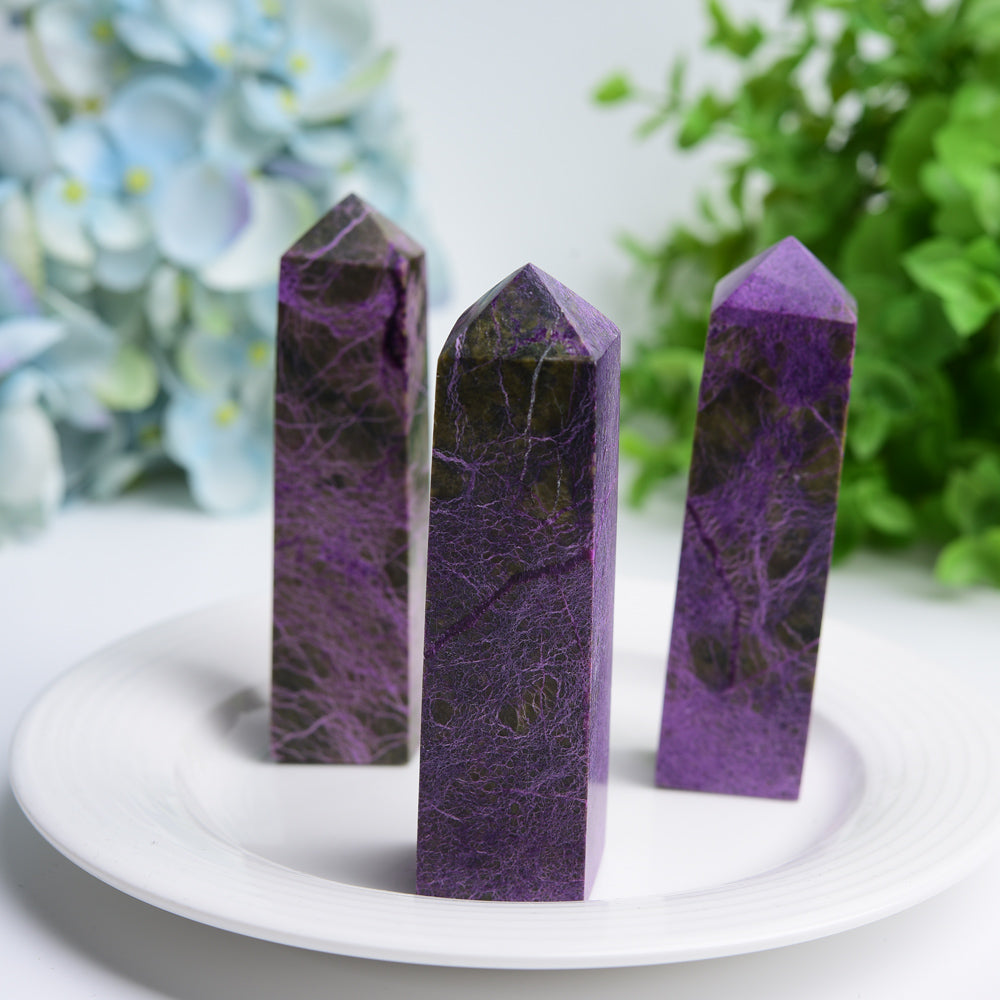 Polished Charoite Crystal Tower 2.5-4 in Healing Decor