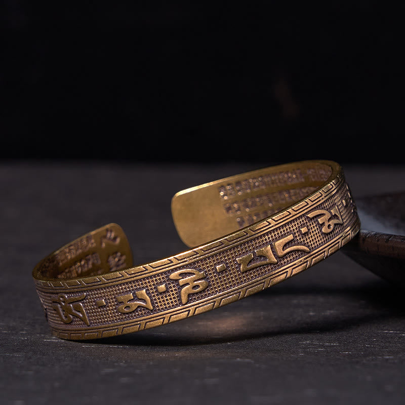 Polished Copper Om Mani Padme Hum Bracelet | Heart Sutra Wisdom