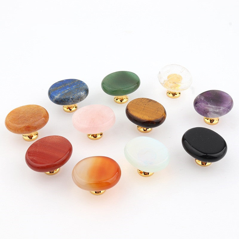 Polished Crystal Stone Handles 26mm for Home Decor