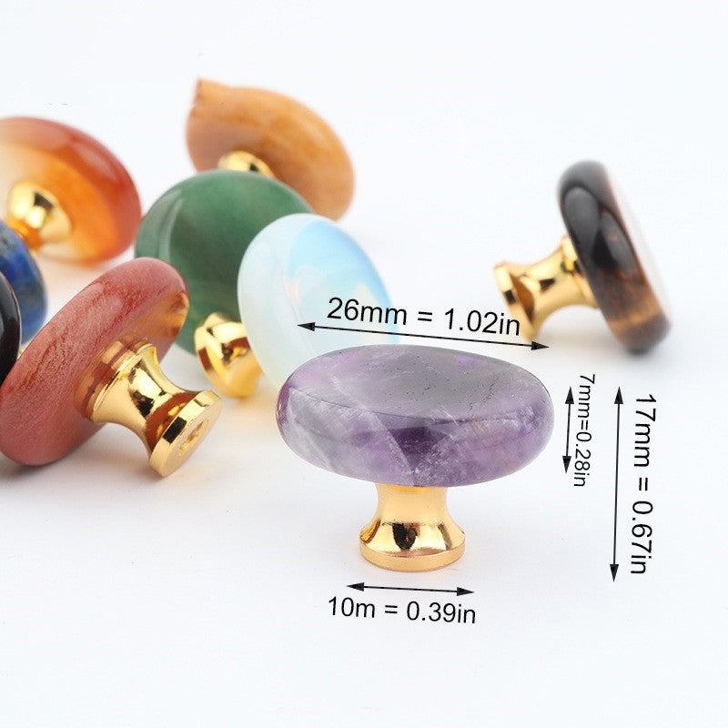 Polished Crystal Stone Handles 26mm for Home Decor