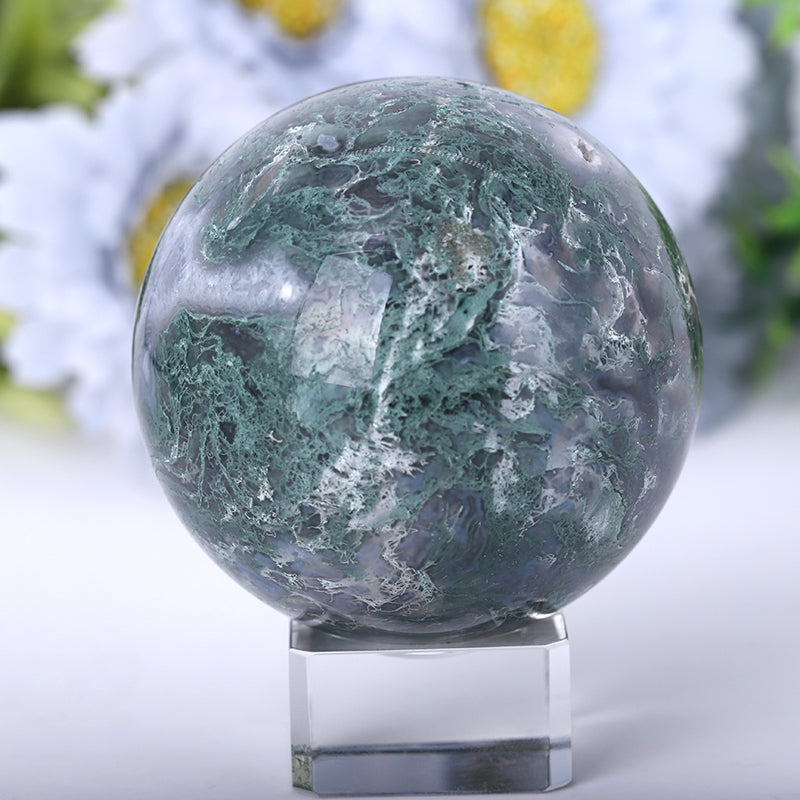 Polished Moss Agate Sphere 2-4.5 Inch Natural Crystal Orb