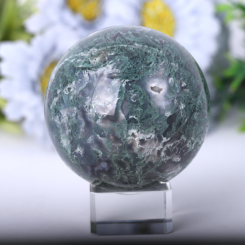 Polished Moss Agate Sphere 2-4.5 Inch Natural Crystal Orb