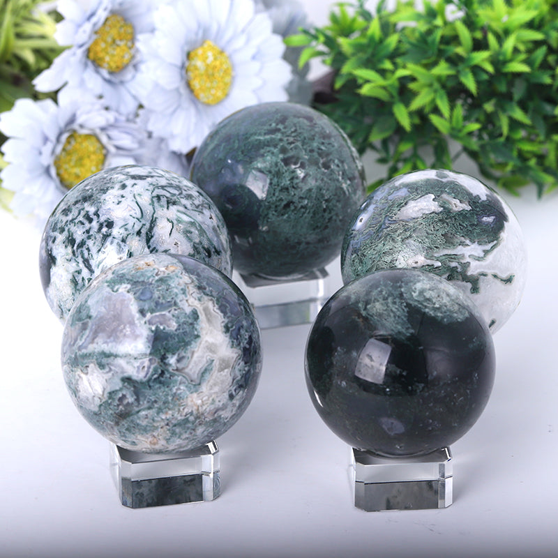 Polished Moss Agate Sphere 2-4.5 Inch Natural Crystal Orb