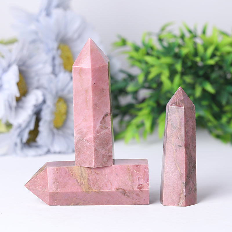 Polished Rhodonite Crystal Tower 2.4-4.5 Inch Healing Display