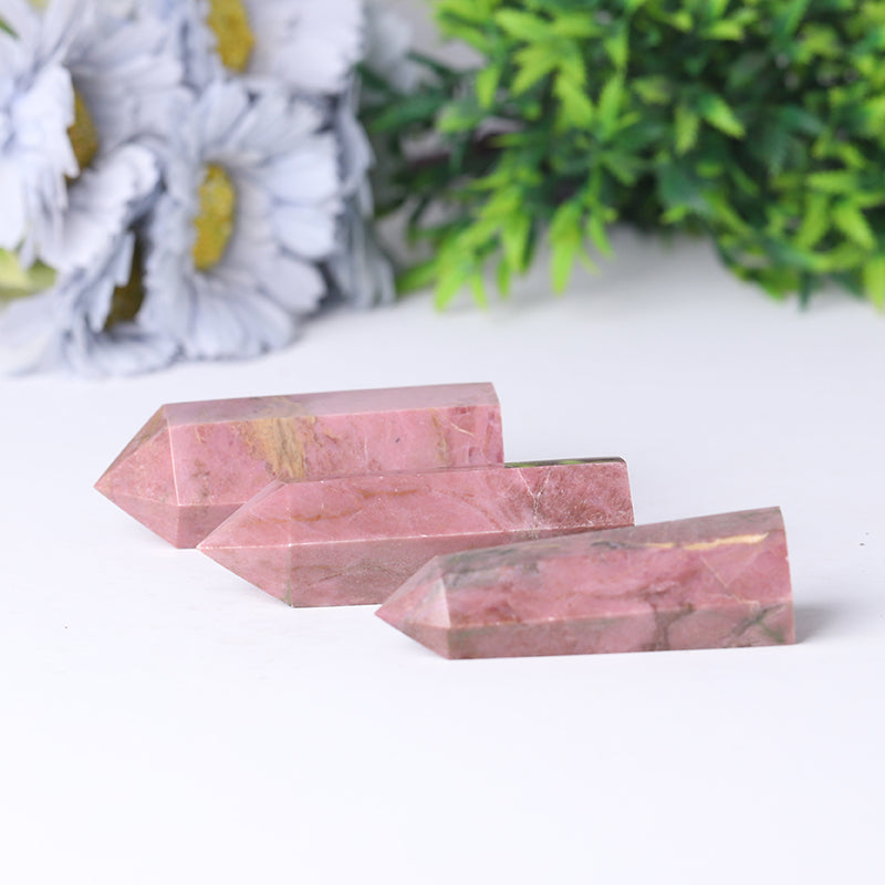 Polished Rhodonite Crystal Tower 2.4-4.5 Inch Healing Display