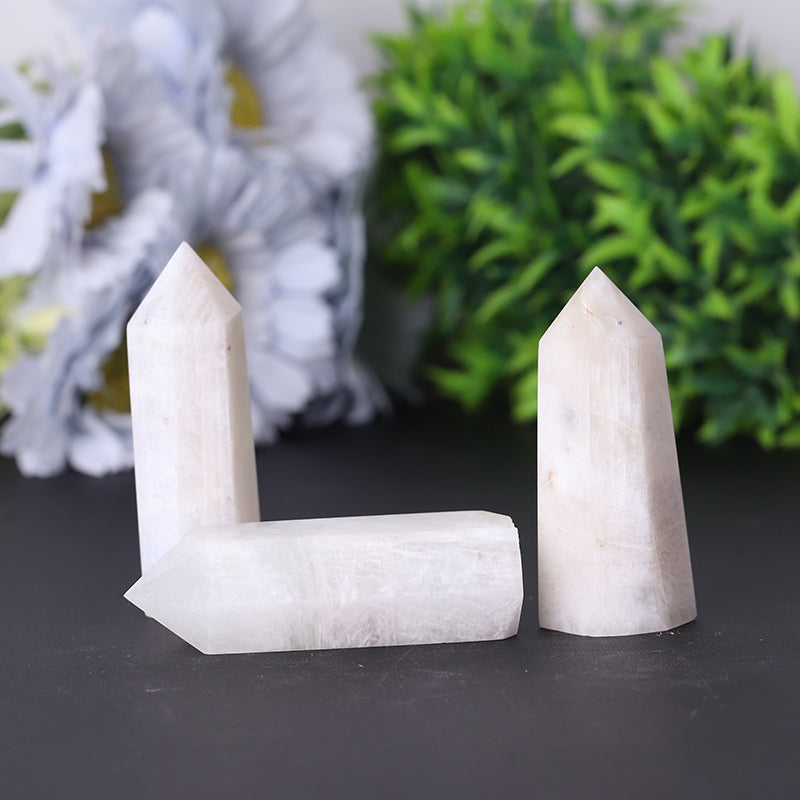 Polished White Moonstone Crystal Tower 2.4-4.5 inches Healing Point