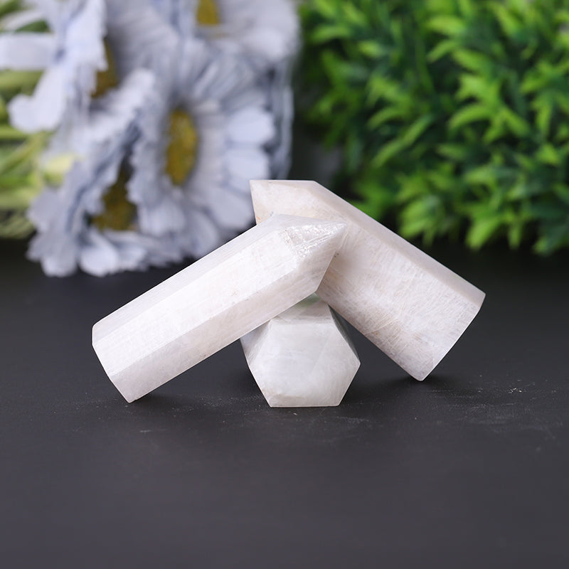 Polished White Moonstone Crystal Tower 2.4-4.5 inches Healing Point