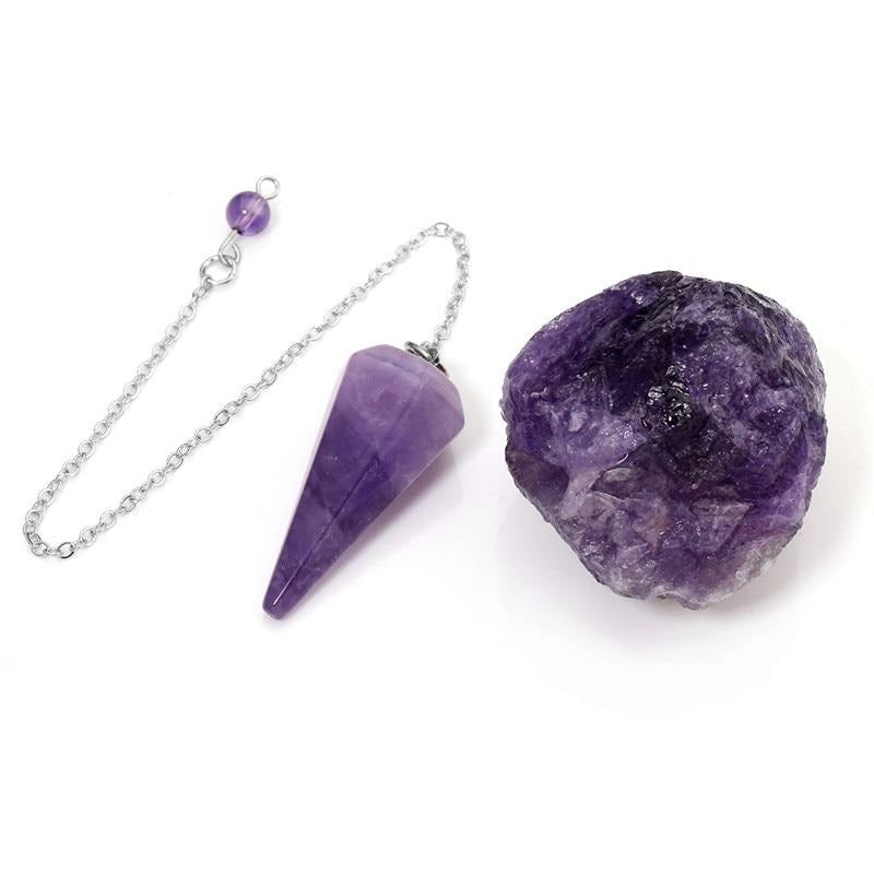 Pointed Pendulum Crystal with Amethyst and Rose Quartz