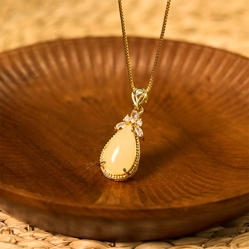 Protection Happiness Hetian White Jade Necklace Pendant