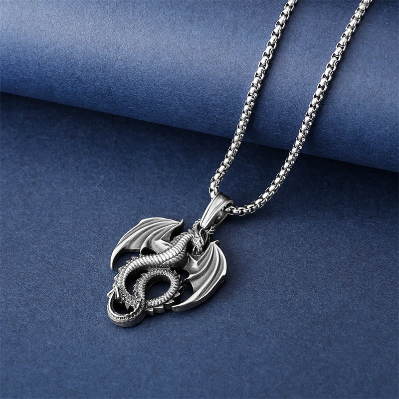 Pure Tin Dragon Necklace Pendant | Luck & Success Symbol