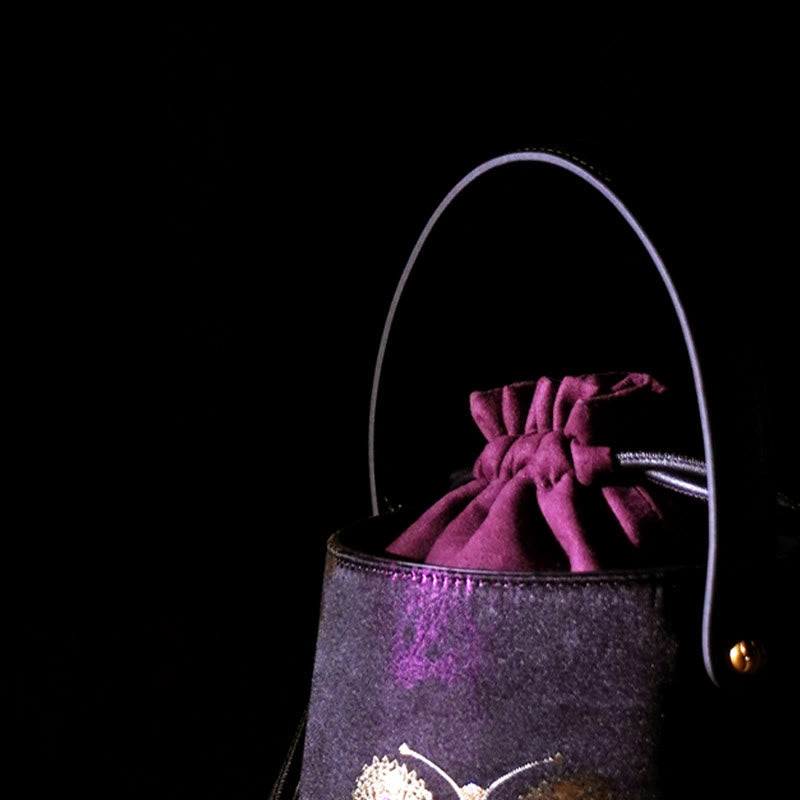 Purple Butterfly Song Brocade Crossbody Bag for Spiritual Energy