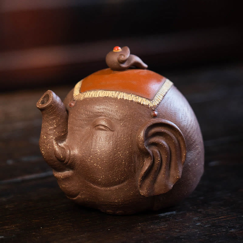 Purple Clay Ceramic Elephant Teapot 220ml Zen Decor