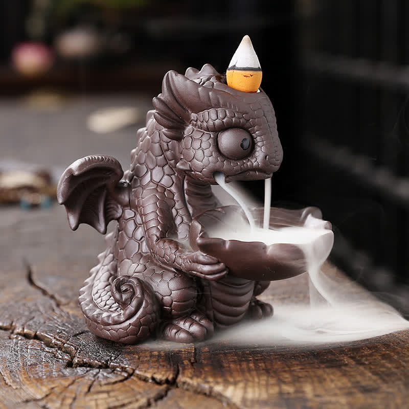 Purple Clay Dinosaur Incense Burner for Meditation & Rituals