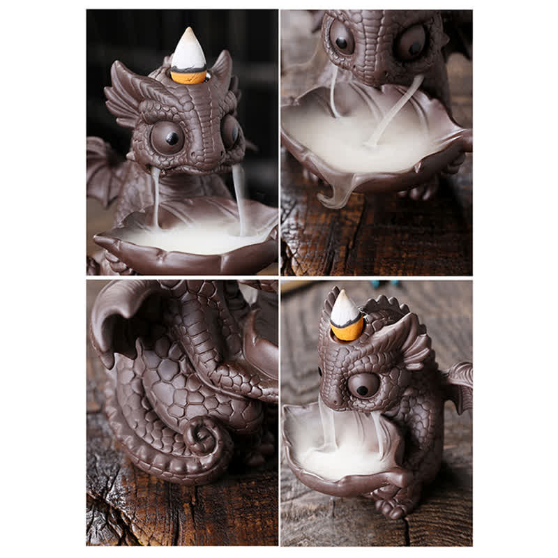Purple Clay Dinosaur Incense Burner for Meditation & Rituals