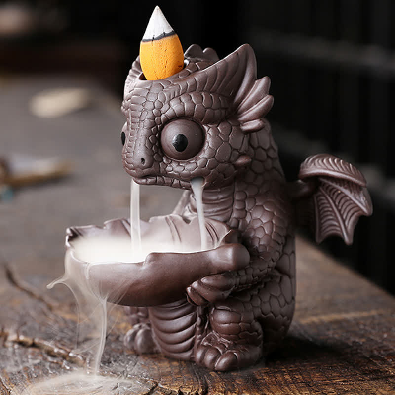 Purple Clay Dinosaur Incense Burner for Meditation & Rituals