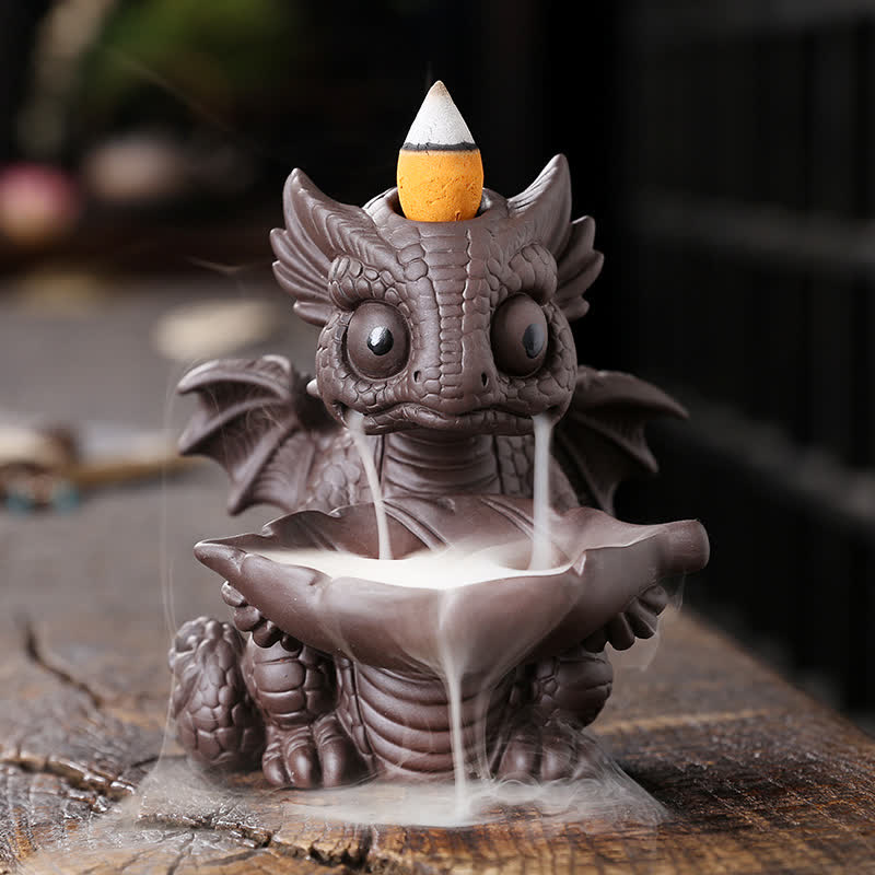 Purple Clay Dinosaur Incense Burner for Meditation & Rituals