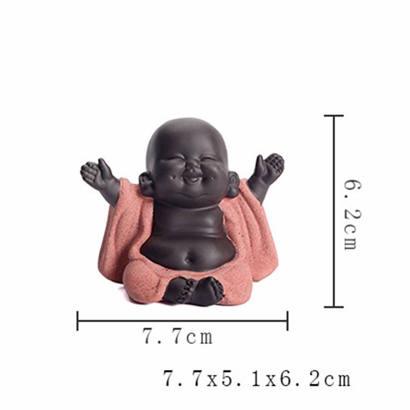 Purple Clay Laughing Buddha Statue | Luck & Wealth Decor
