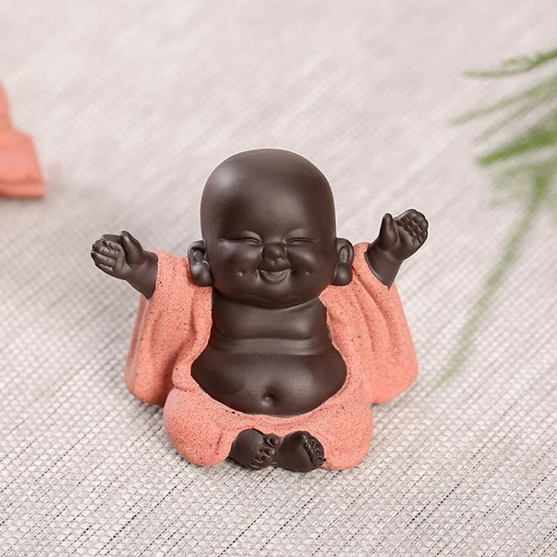 Purple Clay Laughing Buddha Statue | Luck & Wealth Decor