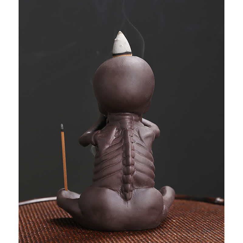 Purple Clay Little Skull Backflow Incense Burner for Peace
