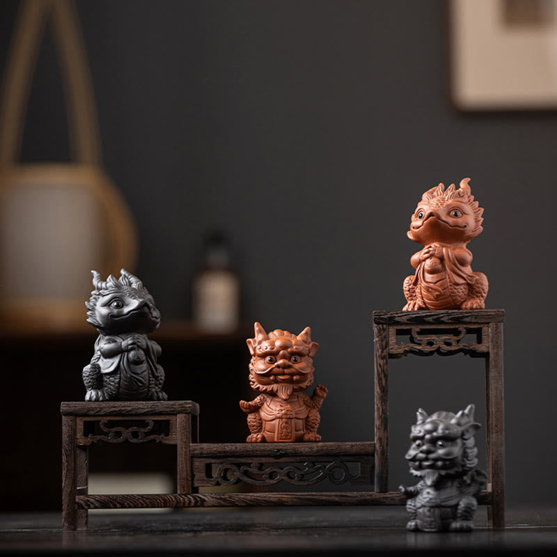 Purple Clay Luck Dragon Tea Pet Figurine | Spiritual Statue
