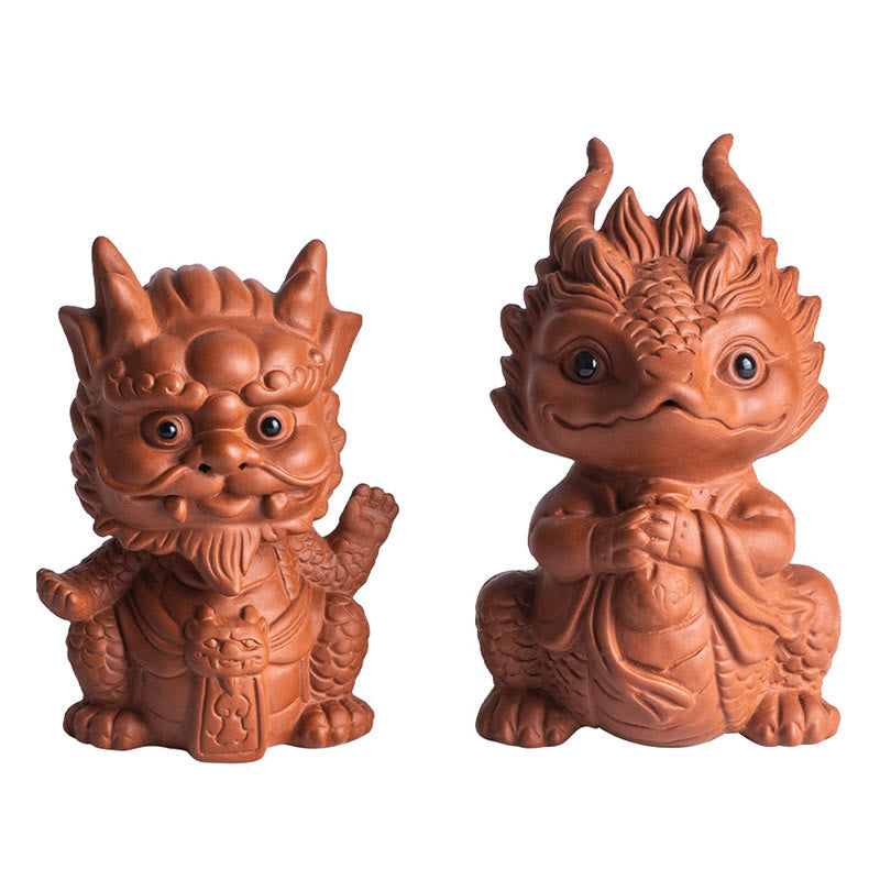 Purple Clay Luck Dragon Tea Pet Figurine | Spiritual Statue