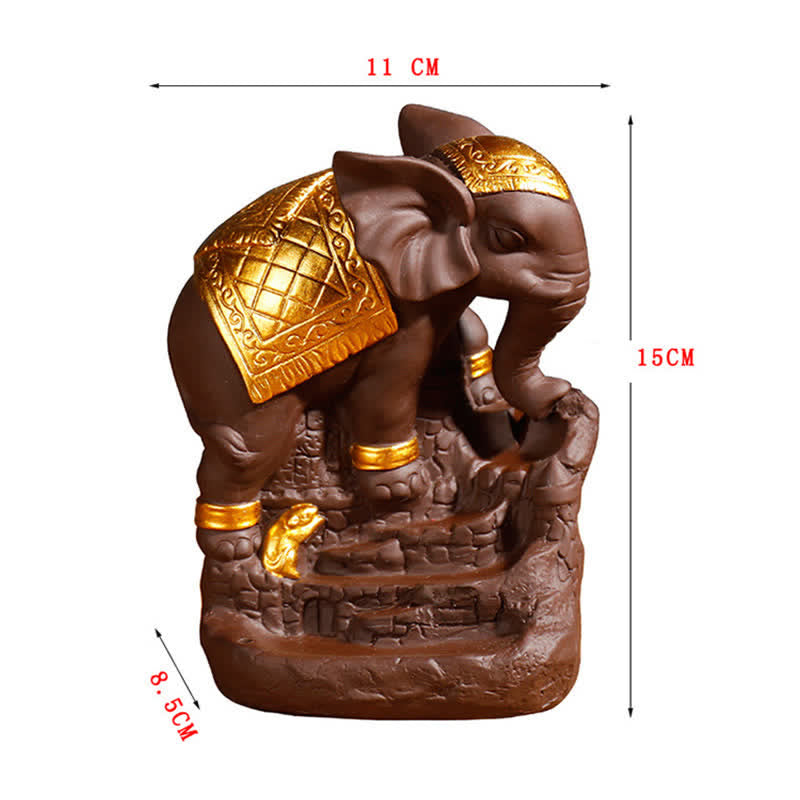 Purple Clay Tibetan Elephant Backflow Incense Burner for Peace