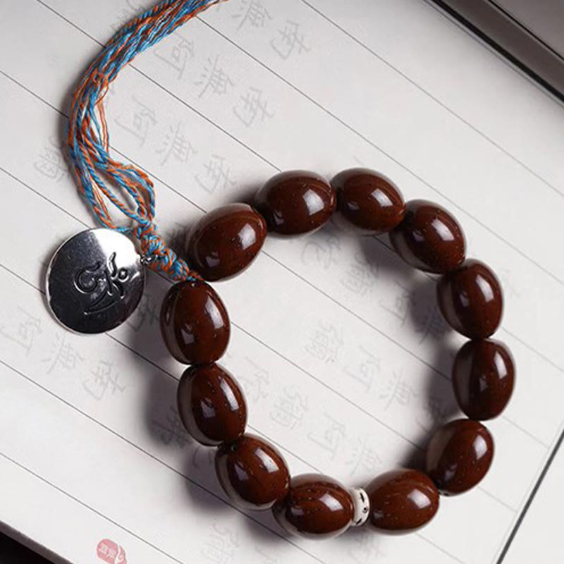 Purple Gold Rat Chinese Zodiac Wealth Bracelet 14mm Beads