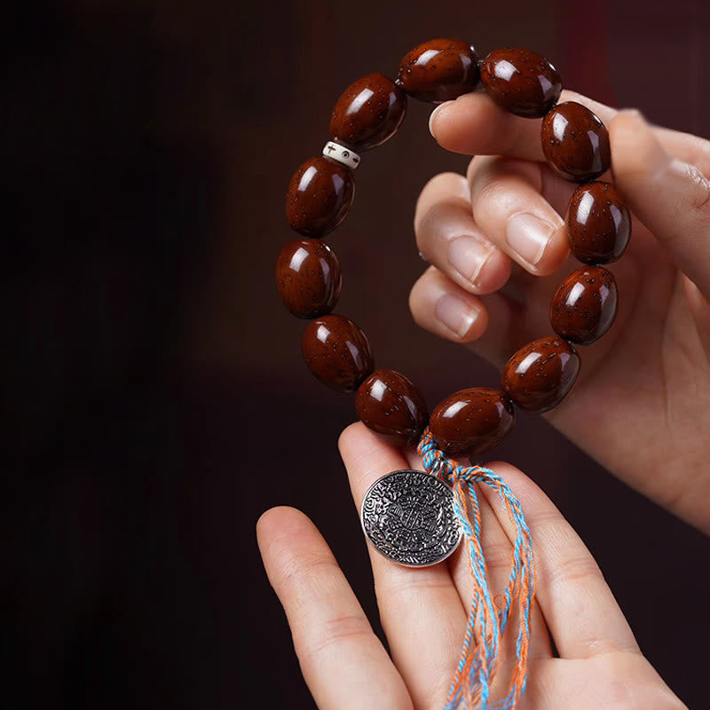 Purple Gold Rat Chinese Zodiac Wealth Bracelet 14mm Beads