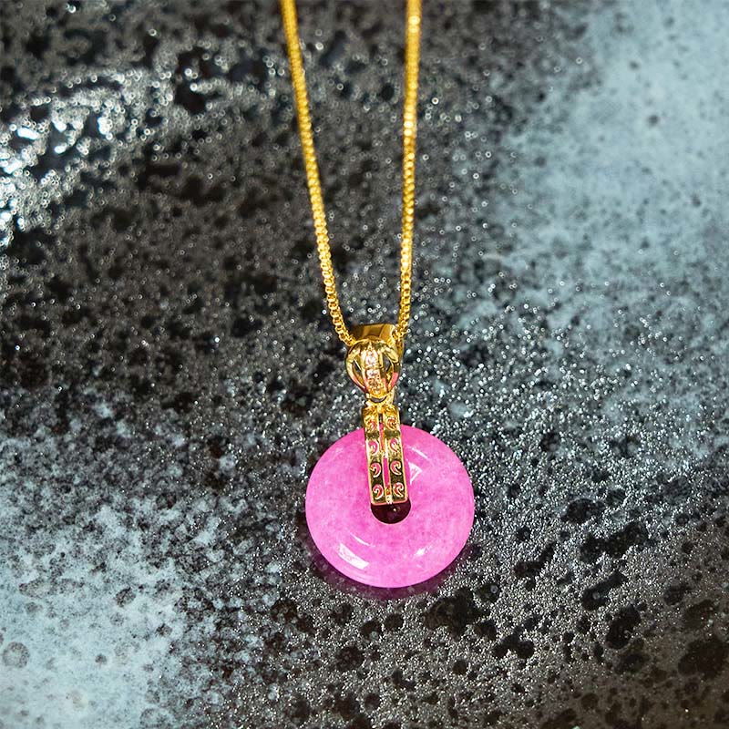 Purple Jade Peace Buckle Necklace for Happiness & Calm