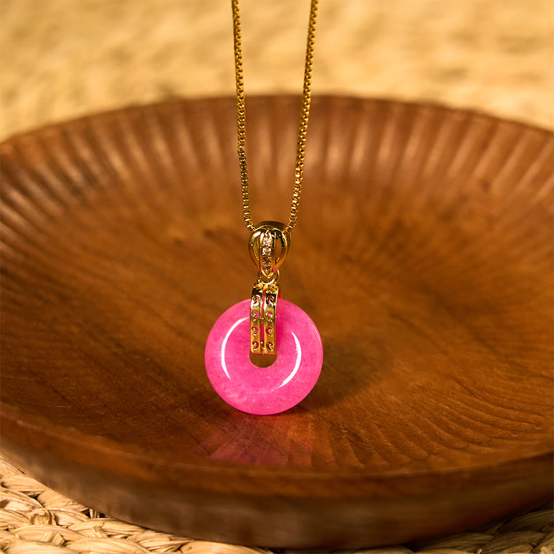 Purple Jade Peace Buckle Necklace for Happiness & Calm