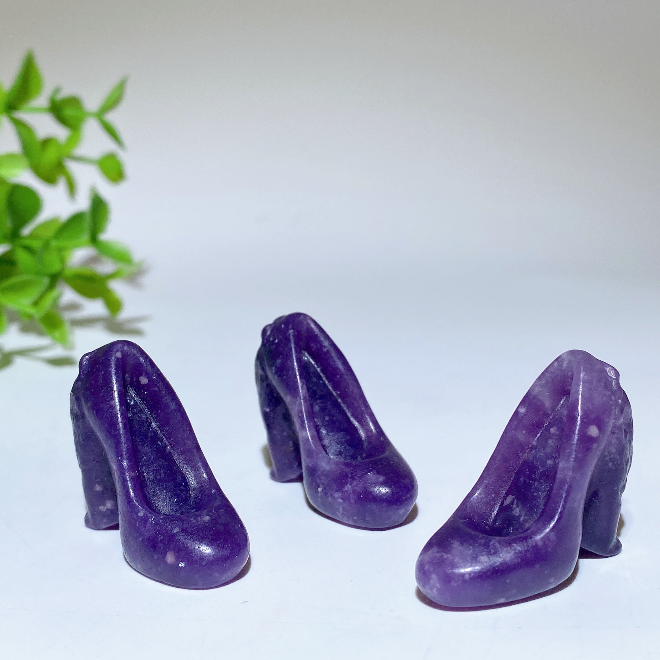 Purple Mica Crystal High-Heeled Shoes Figurine 1.3 Inch