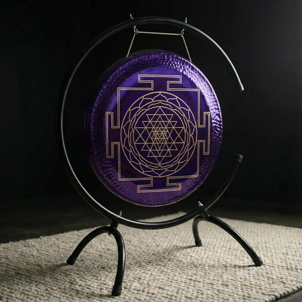 Purple Sacred Geometry Gong for Sound Bath