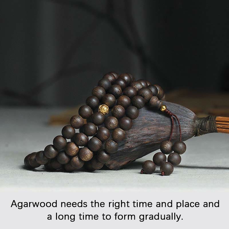 Rare Brunei Agarwood Bracelet with Pure Gold Beads
