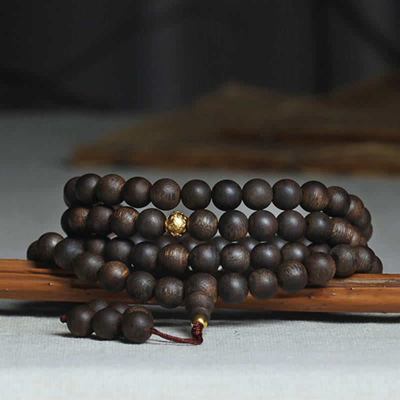 Rare Brunei Agarwood Bracelet with Pure Gold Beads