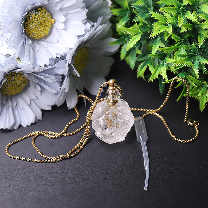 Raw Clear Quartz Bottle Necklace 1.8in for Energy Meditation