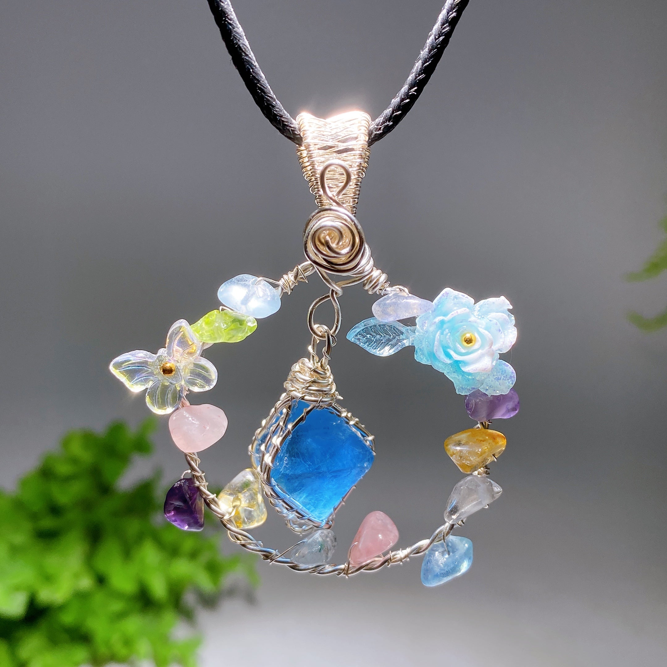 Raw Crystal Pendant 1.2-2.0 Inch Healing Necklace