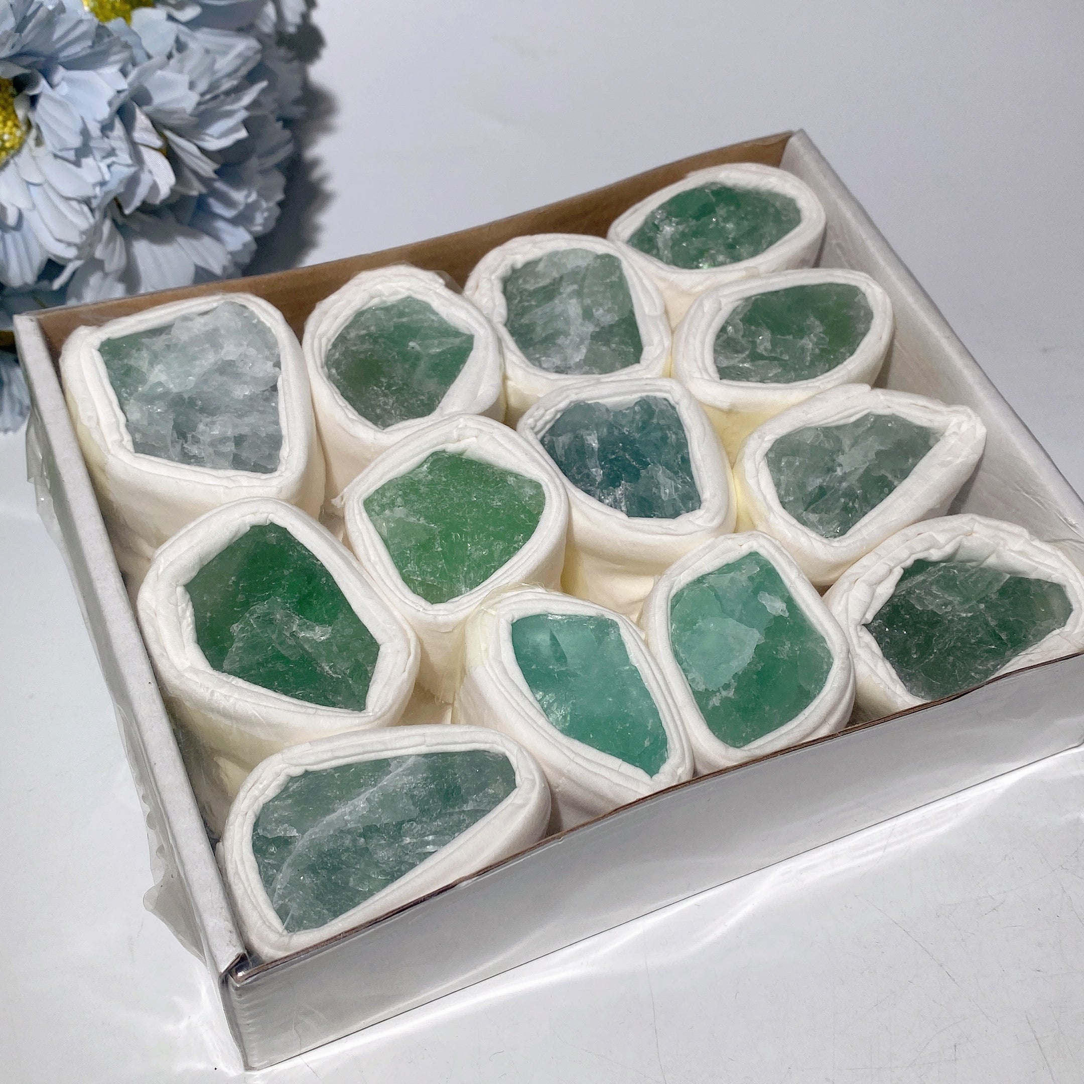 Raw Crystals Box Set with Amethyst, Pyrite & Fluorite – Healing Stones Collection