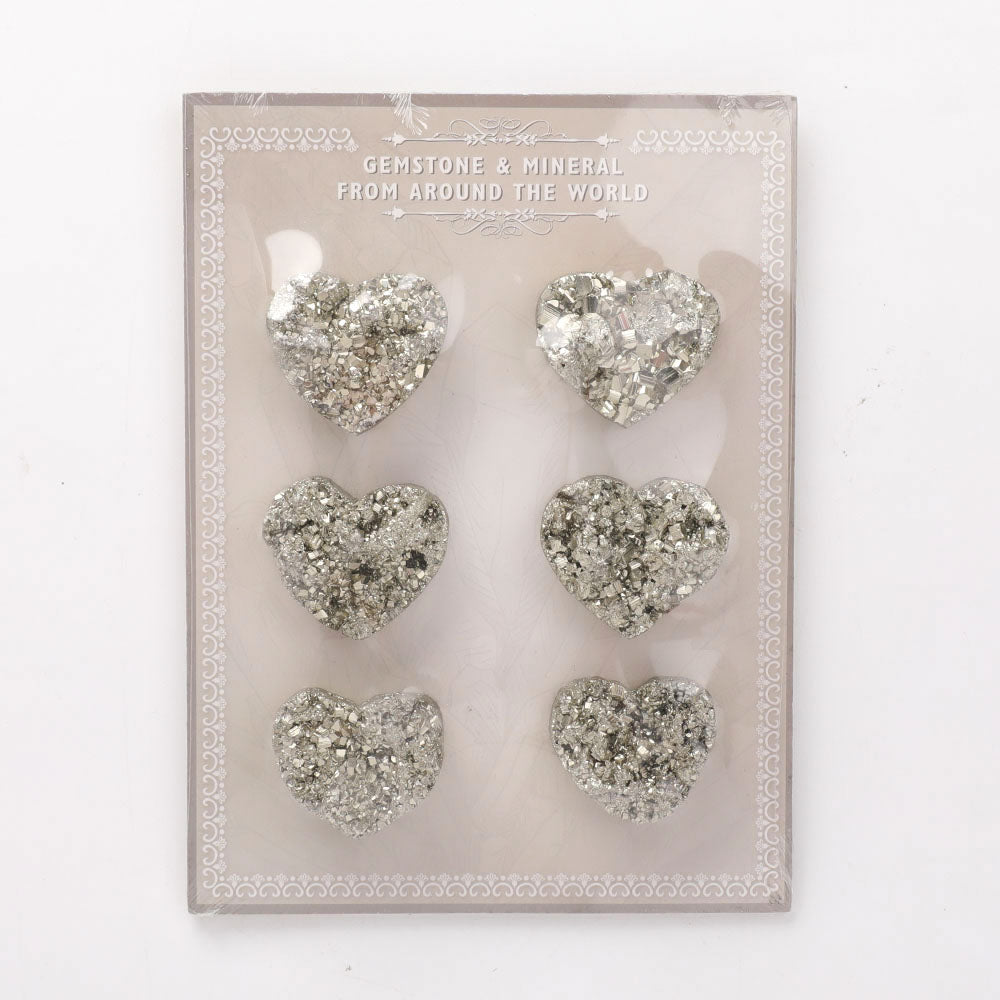Raw Pyrite Heart Crystal 1.7in - 6pcs Card