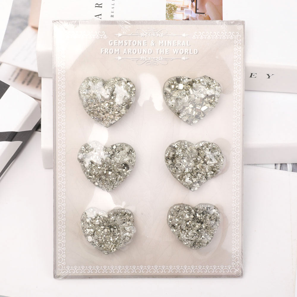 Raw Pyrite Heart Crystal 1.7in - 6pcs Card