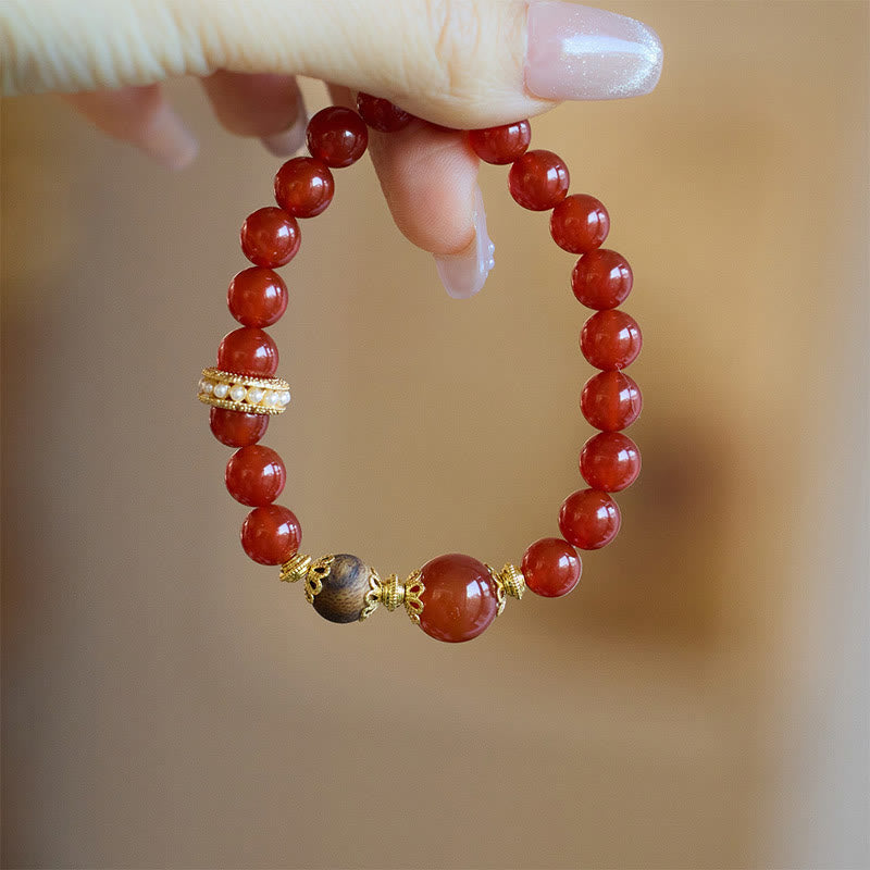 Red Agate Agarwood Confidence Bracelet 8mm-12mm Beads