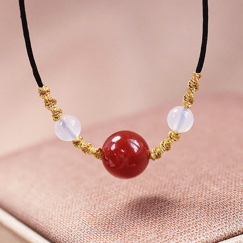 Red Agate Chalcedony Bracelet Necklace for Confidence & Harmony